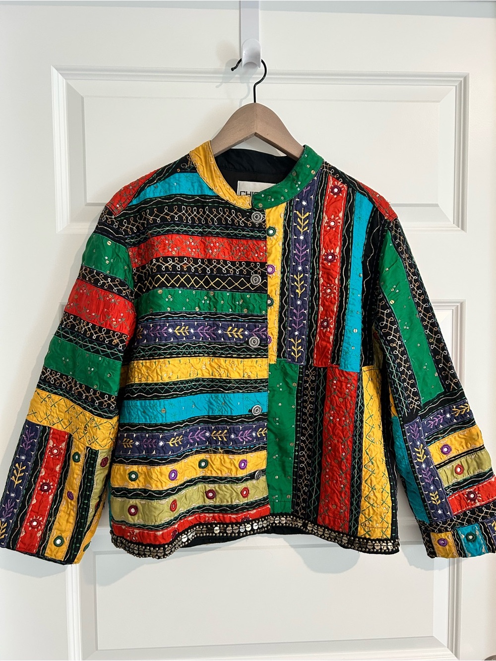 Chicos Y2K Art To Wear Patchwork Sequin Jacket Multicolor Size 12 US Chicos 2